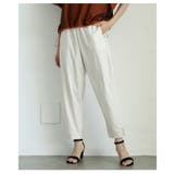 ホワイト | バック裾リブウエストゴムテーパードストレッチパンツ レディース ファッション | Sawa a la mode
