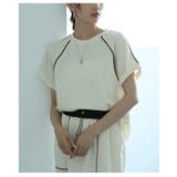 オフホワイト | ニュアンスを与えるモードなパイピングラインカットソー レディース ファッション | Sawa a la mode