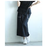 ブラック | ニュアンスを与えるモードなバイカラーラインペンシルスカート レディース | Sawa a la mode