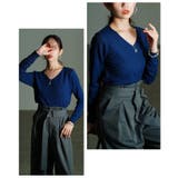 ブルー | ベーシックで着回し力抜群なVネックニットトップス レディース ファッション | Sawa a la mode