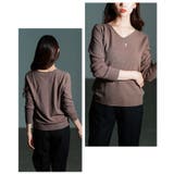 ブラウン | ベーシックで着回し力抜群なVネックニットトップス レディース ファッション | Sawa a la mode