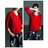 レッド | ベーシックで着回し力抜群なVネックニットトップス レディース ファッション | Sawa a la mode