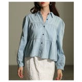 ライトブルー | 一枚で主役級なビスチェ風シャーリングダンガリーシャツ レディース ファッション | Sawa a la mode