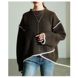 ブラウン | ラフに垢抜けるパイピングイレヘムニットプルオーバー レディース ファッション | Sawa a la mode