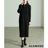 ブラック | すっきり見えがかなうリブニットワンピース レディース ワンピース | Sawa a la mode