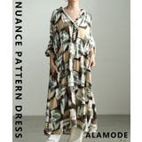 グリーン | 大人の余裕を纏うニュアンス柄ロングシャツワンピース レディース ワンピース | Sawa a la mode