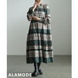 グリーン | 一枚で完成するオリエンタル柄ティアードワンピース レディース ワンピース | Sawa a la mode