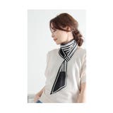 ブラック | 通すだけで楽に付けれるエレガントなバイカラースカーフ レディース ファッション | Sawa a la mode
