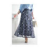 ネイビー | 長さを変えて楽しめる花柄レースフレアスカート レディース ファッション | Sawa a la mode