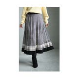 ブラック | クラシカルな千鳥格子柄ニットプリーツスカート レディース ファッション | Sawa a la mode