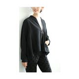 ブラック | 後ろ姿が上品に映えるバックプリーツ切り替えブルゾン レディース ファッション | Sawa a la mode