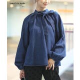 ブルー | 顔周りを華やかに魅せるデニムボウタイブラウス レディース ファッション | Sawa a la mode