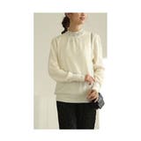 ホワイト | デコレーションパールネックの綺麗めニットトップス レディース ファッション | Sawa a la mode