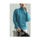 ブルー | ころんと可愛いくるみボタンハイネックニットトップス レディース ファッション | Sawa a la mode