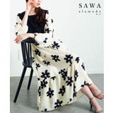 アイボリー | 私だけの花模様を描いた切替ティアードロングワンピース レディース ファッション | Sawa a la mode