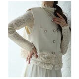 アイボリー | たっぷりフリルが心を擽るパールボタンショートジレ レディース ファッション | Sawa a la mode