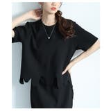 ブラック | ヒトクセでラフにキマるスカラップデザイントップス レディース ファッション | Sawa a la mode
