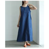 ブルー | 王道デニムで垢抜けるベーシックなノースリーブワンピース レディース ファッション | Sawa a la mode