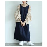 ネイビー | 王道デニムで垢抜けるベーシックなノースリーブワンピース レディース ファッション | Sawa a la mode