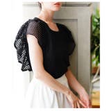ブラック | 控えめな甘さがちょうどいいメッシュフリルスリーブトップス レディース ファッション | Sawa a la mode