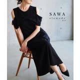 ブラック | 大人の肌見せに魅了するショルダーリボンフレアワンピース レディース ファッション | Sawa a la mode