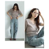 ベージュ | デイリーコーデに役立つVネックケーブルサマーニットプルオーバー レディース ファ… | Sawa a la mode