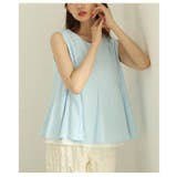 ブルー | 清涼感に包まれるプリーツレイヤードデザインのフレアタンクトップ レディース ファ… | Sawa a la mode