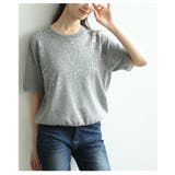 グレー | 品のある煌めき放つスパンコールサマーニットトップス レディース ファッション | Sawa a la mode