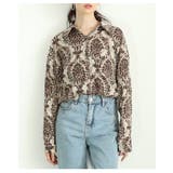 ブラウン | リゾート気分を纏うエスニック柄ロングスリーブルーズシャツ レディース ファッショ… | Sawa a la mode