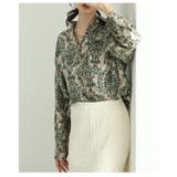 グリーン | リゾート気分を纏うエスニック柄ロングスリーブルーズシャツ レディース ファッショ… | Sawa a la mode