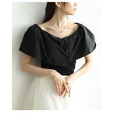 ブラック | ランクアップする品の良さを纏うオフショルダー風異素材ケープトップス レディース … | Sawa a la mode