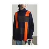 ネイビー | 大人のセンス光る日本製オシャレ配色ニットトップス レディース ファッション | Sawa a la mode