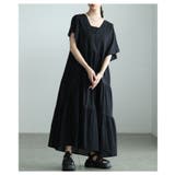 ブラック | 心地いい涼し気なティアードインド綿ワンピース レディース ファッション | Sawa a la mode