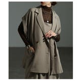 ベージュ | マニッシュに格上げするテーラードダブルジャケット レディース ファッション | Sawa a la mode