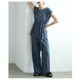 ブルー | 着こなしの幅広がるリブカットソー&リブパンツセットアップ レディース ファッション | Sawa a la mode