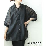 ブラック | 抜け感を楽しむチェックシアードルマンシャツ レディース トップス | Sawa a la mode