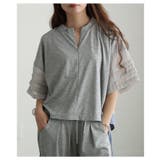 グレー | 夏に頼れるUV&接触冷感ハーフジップ異素材トップス レディース ファッション | Sawa a la mode