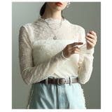 オフホワイト | リッチ感を重ねるくしゅくしゅレースメロウスリムカットソー レディース ファッショ… | Sawa a la mode
