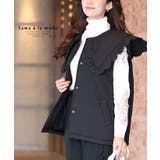 ブラック | 可愛さ引き立つビックカラーの中綿キルティングベスト レディース ファッション | Sawa a la mode