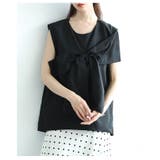 ブラック | 大胆リボンで惹き付けるノースリーブトップス レディース ファッション | Sawa a la mode