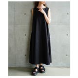 ブラック | リラクシーなラフさが垢抜けるコットンベーシックワンピース レディース ファッション | Sawa a la mode