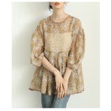 ベージュ | 可憐な抜け感纏うフリンジ風花柄刺繍パフスリーブペプラムシアートップス レディース… | Sawa a la mode