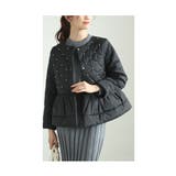 ブラック | 「パール×ペプラム」中綿キルティングジャケット レディース ファッション | Sawa a la mode