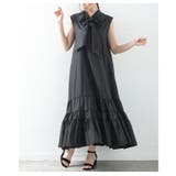 ブラック | 上品スイートな仕上がりボウタイティアードワンピース レディース ファッション | Sawa a la mode