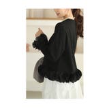ブラック | 花びらフリルが揺らめく綺麗めトップス レディース ファッション | Sawa a la mode