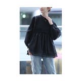 ブラック | レディな雰囲気溢れるオーガンジー切り替えトップス レディース ファッション | Sawa a la mode