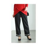 ブラック | モードを感じる裾螺旋デザインのストレートロングパンツ レディース ファッション | Sawa a la mode