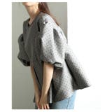 ベージュ | 甘さ引き立つドットジャガードのパフスリーブペプラムトップス レディース | Sawa a la mode