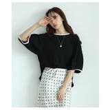 ブラック | 後ろ姿まで可愛いバックリボンのバルーンスリーブジャガードトップス レディース | Sawa a la mode