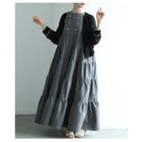 グレー | パールドットが煌めくノースリーブティアードワンピース レディース ファッション | Sawa a la mode